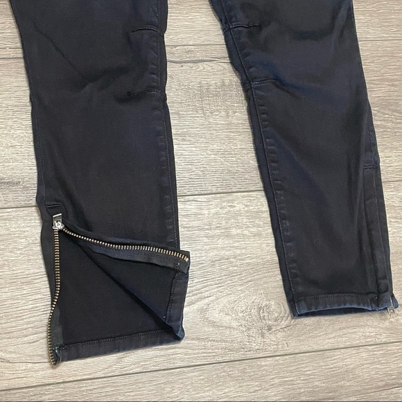 Helmut Lang Women's Ankle Zip Skinny Black Denim Moto Ankle Cropped Jeans Sz 26 - Picture 7 of 10